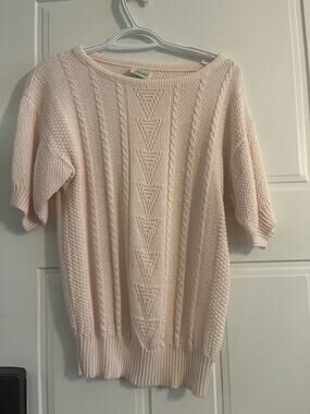 ballet pink coquette cable knit Vintage 80s Alicia Sweater Short Sleeve M/L